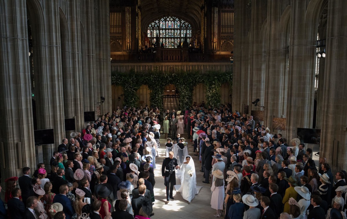 Prince Harry and Meghan Markle leave St George's Chapel at Windsor Castle after their wedding, May 19, 2018.