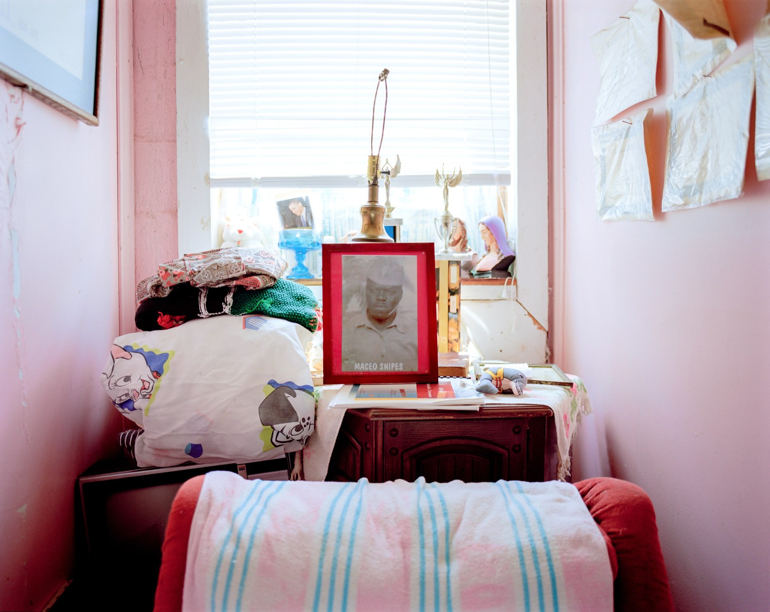 A photograph sits in the home of Noni Snipes, in Butler, Ga. Snipes is the niece of Maceo Snipes, a WWII veteran and the first African American to vote in a Democratic primary in Taylor County, Ga. He was lynched the day after casting his ballot.