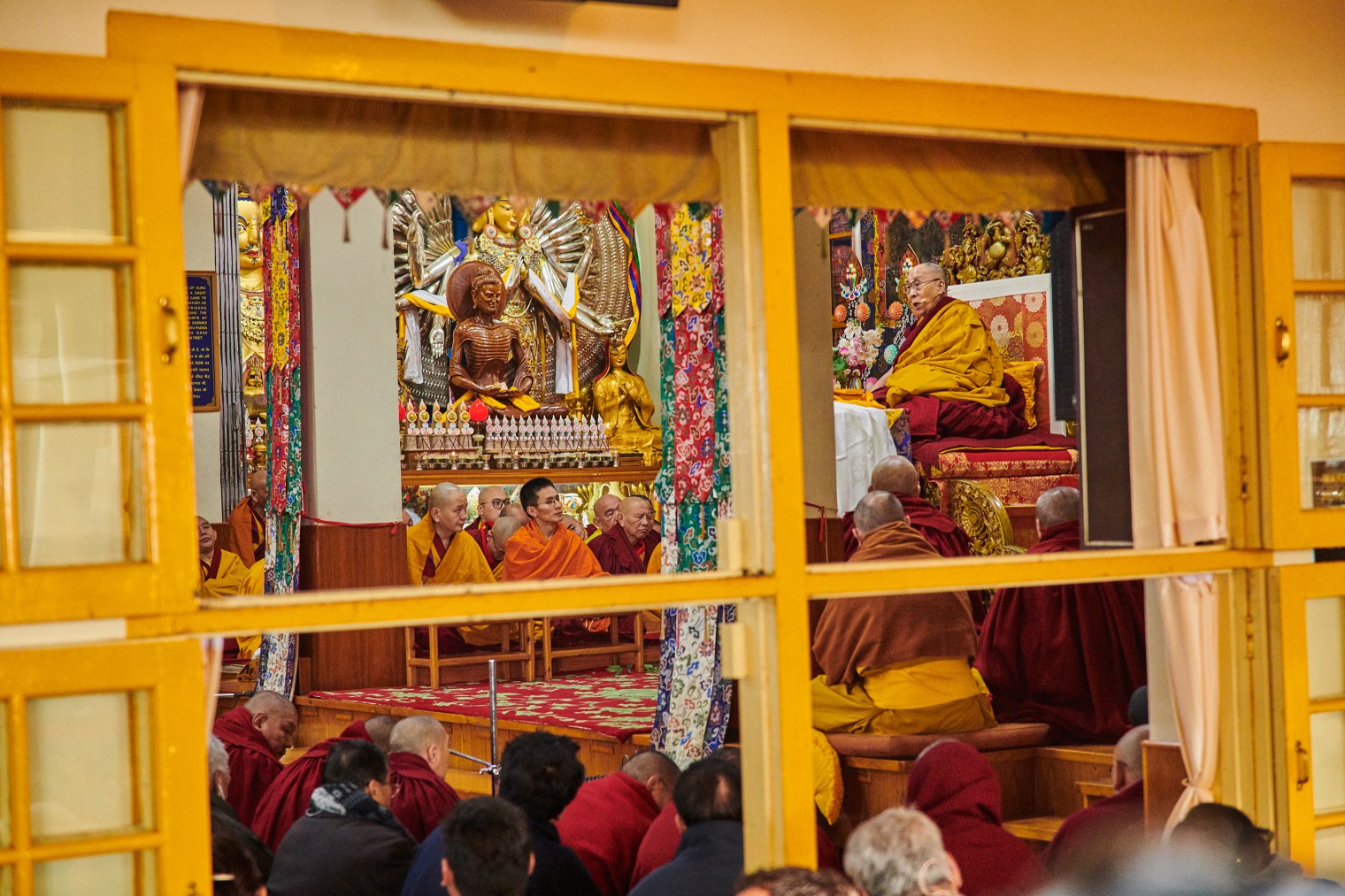 The Dalai Lama delivers a lecture from his throne on Feb.Â 18 to mark Losar, the Tibetan new year.