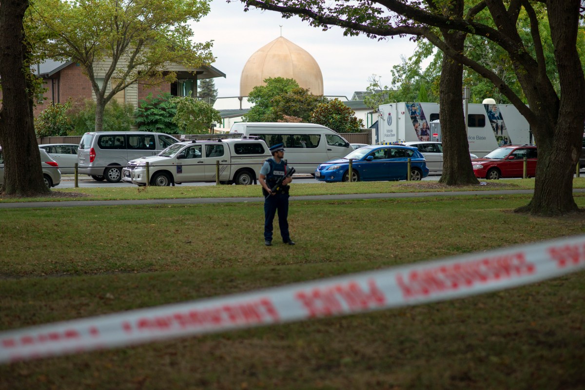 Masjid Al Noor Mosque with Police Crime Unit van. Christchurch NZ ChCh_mosqueshootings_20190317_0169