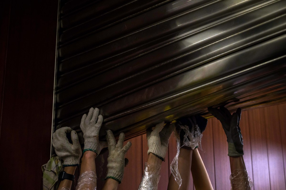 Protesters break into the Legislative Council complex in Hong Kong on July 1, 2019.