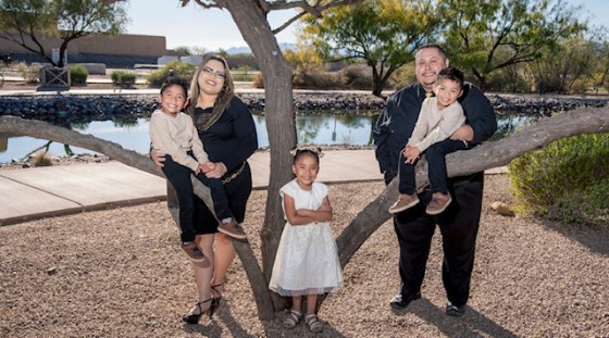 The Manuel family lives near the Gila River Indian Community in Arizona and spends time with relatives there.