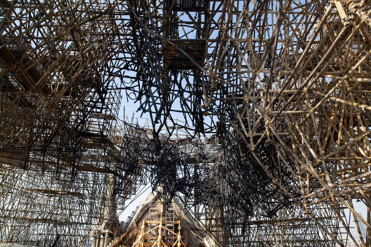 Much of the roof’s frame is now just a giant tangle of molten lead.